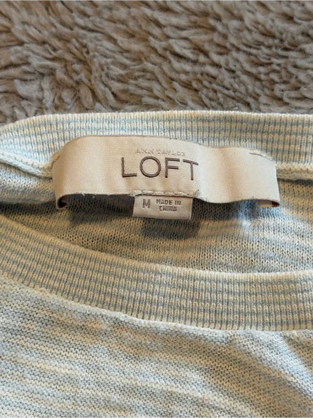 LOFT Lot of 5 Striped Pattern Tops Womens Medium Shirt Set 100% Cotton Knit Mix - Picture 7 of 11
